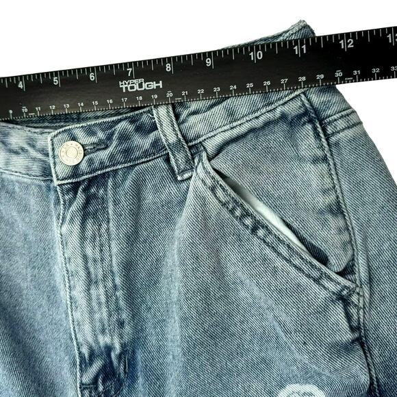 PACSUN Women's 24 Vintage Daisy Carpenter Blue Jeans Side Slit High Rise y2k 90s - Picture 9 of 11